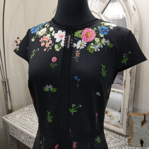 🍒NWT🍒 TED BAKER BLACK SKATER DRESS - Picture 3 of 12